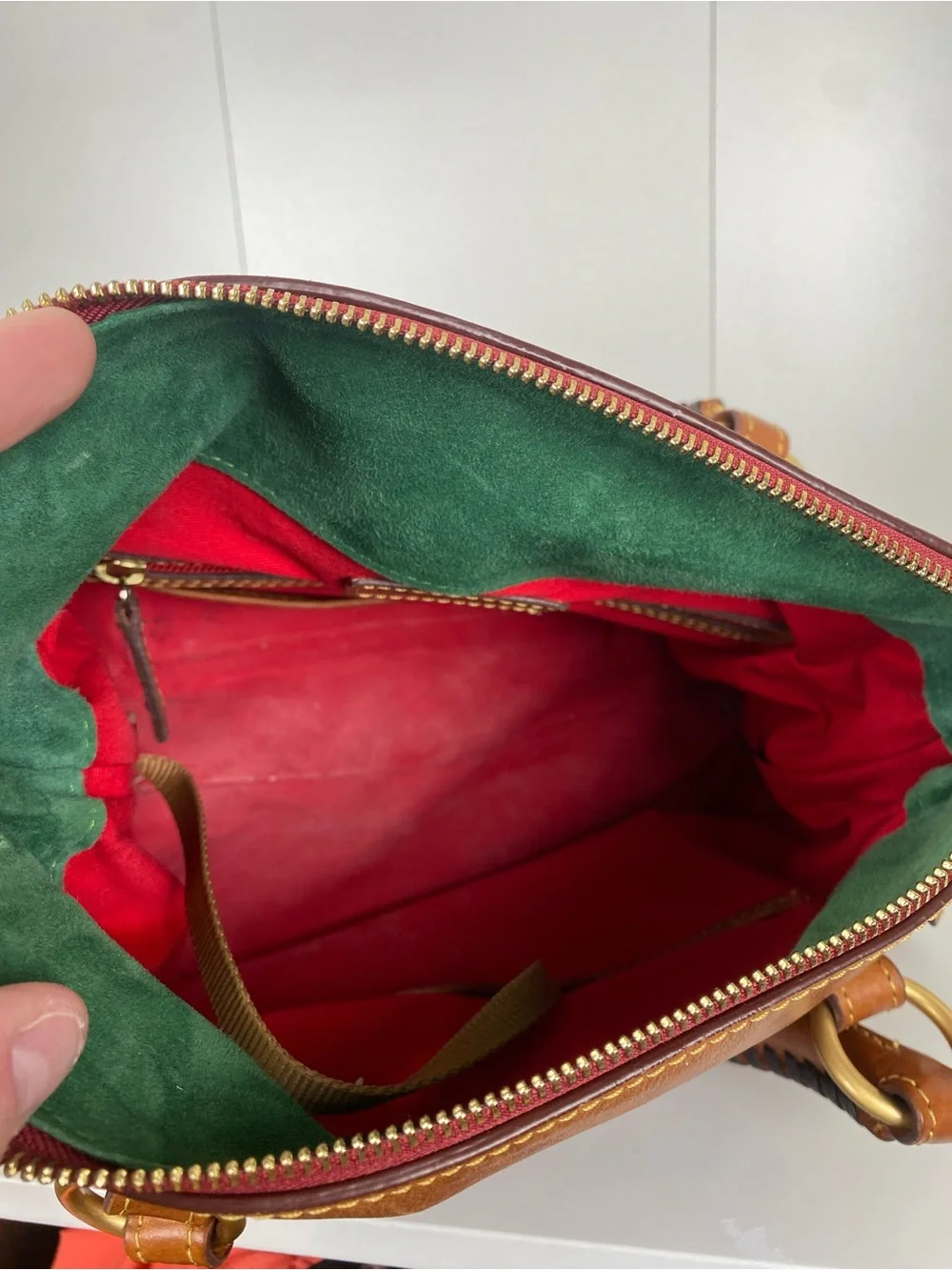 Dooney and Bourke Florentine Satchel Natural Brown Leather Bag